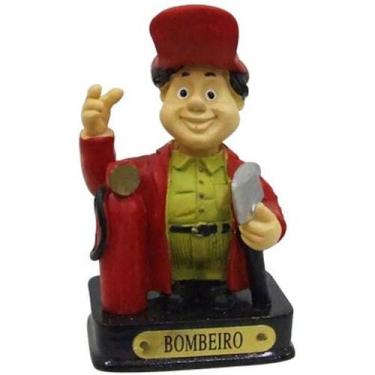 Imagem de Boneco Profissional Bombeiro Miniatura Decoração 8cm - Zona Livre