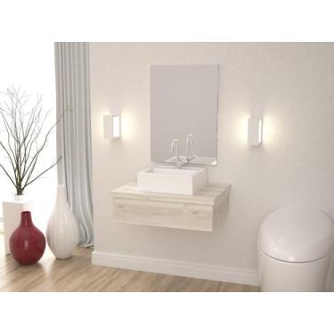 Imagem de Bancada Metrópole 601w 60cm C/cuba Q32 e Espelheira - Compace, Branco