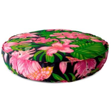 Imagem de Almofada Futton Turco Redonda 45x45cm Tropical Preto - FASTLAR