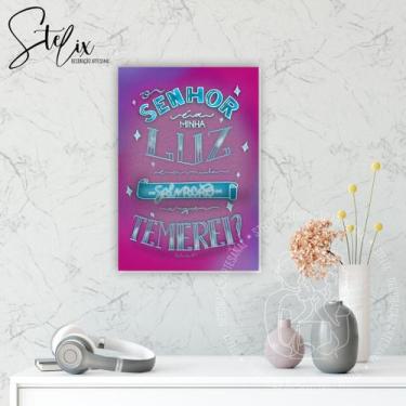 Imagem de Quadro Salmos 27 Lettering Exclusivo - Stelix, 29x20, Borda Preta