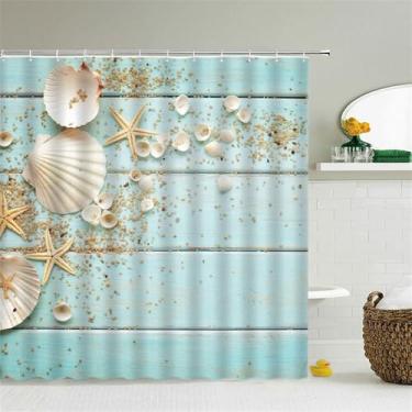 Imagem de Praia Mar Palmeiras Cortinas de Chuveiro Cenário Cortinas de Banheiro Impermeáveis Com Ganchos Decoração de Casa Tela de Banho Lavável, 4806X,L210xA180cm