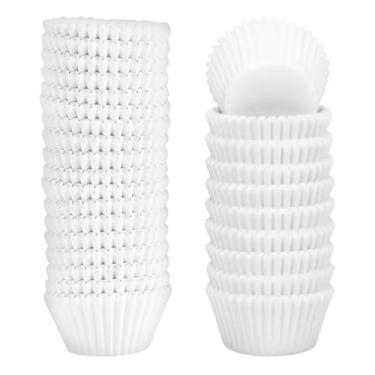 Imagem de 1000 peças de mini forros de cupcake brancos, forros de muffin pequenos à prova de graxa, copos de panificação, embalagens descartáveis de papel de doces para festa de aniversário de casamento