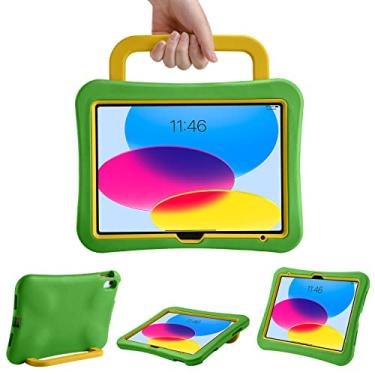 Imagem de LeiJue Capa infantil para iPad (A16) 11ª/10ª geração 2025/2022, leve, resistente, à prova de choque/à prova de quedas com alça/suporte, capa adequada para crianças para iPad 11/10 (verde)