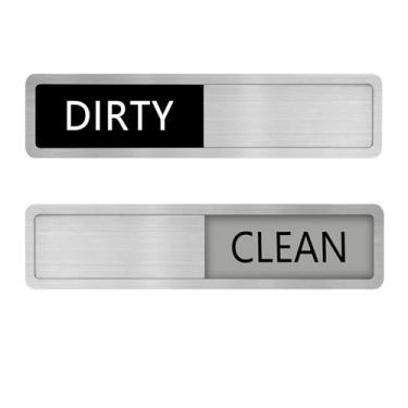 Imagem de Kichwit Ímã para lava-louças Clean Dirty, placa indicadora magnética de aço inoxidável 304, 18 x 4 cm, fácil de ler e deslizar, preto e cinza