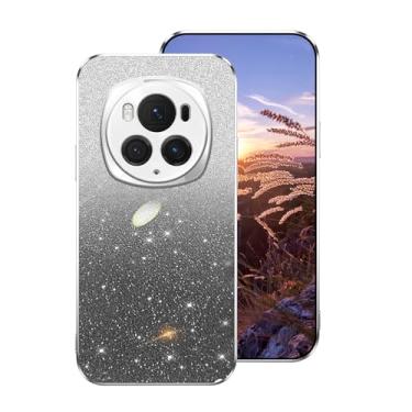 Imagem de Compatível com Honor Magic 6 Pro Capa de silicone com purpurina, capa para celular Honor Magic 6 Pro de silicone transparente de camada dupla removível TPU macio à prova de choque protetora luxuosa