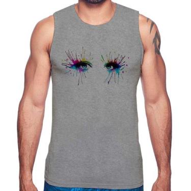 Imagem de Regata Olhos Cores Pintura - Foca na Moda, Cinza, P