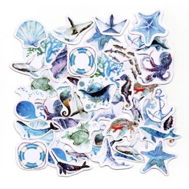Imagem de Adesivos Scrapbook Decorativos Planner 46 Peças Ocean World - Doce Ter