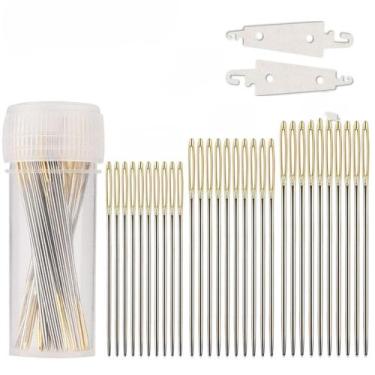 Imagem de Kit 30 Mini Agulhas 4.0 Cm 3.4 Cm Costura 2 Passa Linhas - Good Home