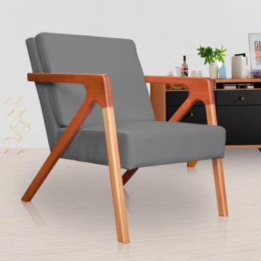 Imagem de Poltrona Monalisa Suede Cinza - Vallisa Decor