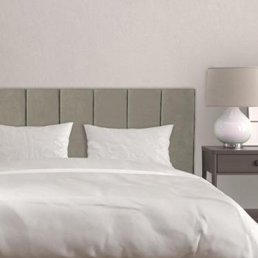 Imagem de Cabeceira Modulada Estofada Cinza Retangular Para Cama Box Queen King 