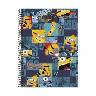 Imagem de Caderno Minions Espiral Capa Dura 1 Matéria 80F Escolar, AzulClaro