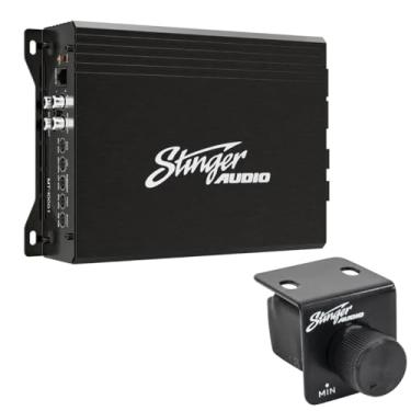 Imagem de STINGER áudio mt-1000.1v2 monobloco 1000 watts rms amplificador subwoofer compacto de áudio para carro com botão de graves de controle remoto, classe d, mosfet hexfet, filtro subsônico, filt