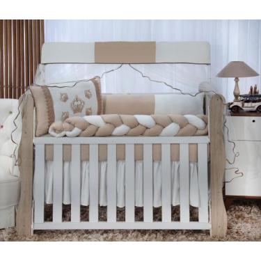 Imagem de Kit enxoval para berço bebê microfibra modelo meia trança majestade be