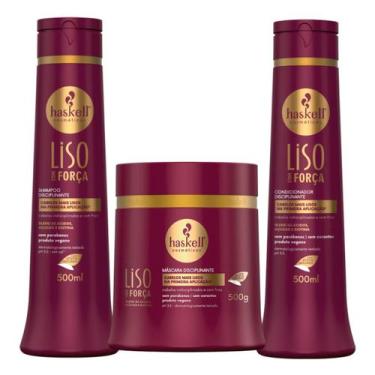 Imagem de Kit Liso Com Força Haskell 3 Produtos 500ml  Tratamento Disciplinante