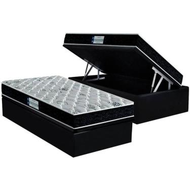 Imagem de Cama Box Baú Solteiro: Colchão D45-ep Prodormir Advanced Tech2000 Double Face + Base Crc Suede Black