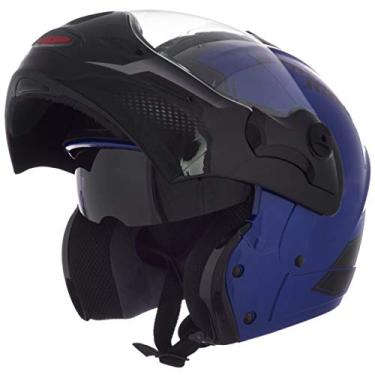 Imagem de Capacete de Moto Mixs MX Captiva Street Rider Com Viseira Interna Solar Óculos de Sol Articulado Escamoteável Robocop Azul 58