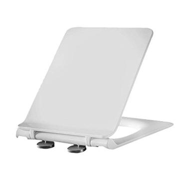 Imagem de Assento de vaso sanitário quadrado, fechamento suave, liberação rápida, tampa de vaso sanitário branca, fácil de limpar, acessórios de banheiro (cor: #9)