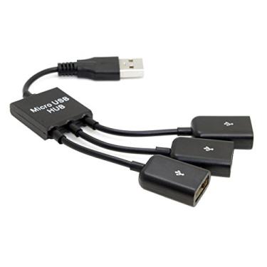Imagem de cablecc Cabo hub USB 2.0 para 3 portas, barramento, adaptador de interface externa, divisor USB multiportas para laptop, desktop, mouse e disco