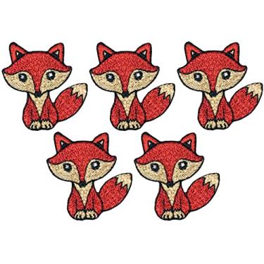 Imagem de Papapatch Conjunto de 5 pequenos pequenos pequenos animais lobo raposa fofo bebê decalque decorativo fantasia DIY roupas reparação jaqueta sacos aplique costurar ferro em remendos bordados - vermelho