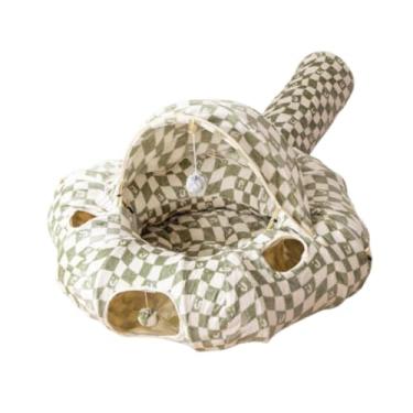Imagem de ＡＷＨＡＯ Túnel para gatos com cama para gatos, brinquedo para playground para gatos, multifuncional para gatos internos, esconderijo dobrável para gatos