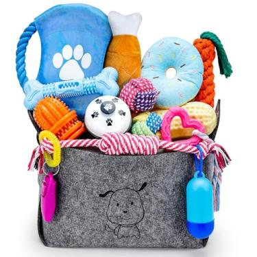 Imagem de Vicouyi Brinquedos de mastigar filhotes para dentição, pacote com 26 brinquedos para mastigar cachorros, brinquedos interativos de corda para cães com lixeira, brinquedos para cães pequenos e médios