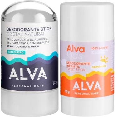 Imagem de Kit Cristal 60g e Desodorante infantil Camomila Vegano 33g Alva Personal Care