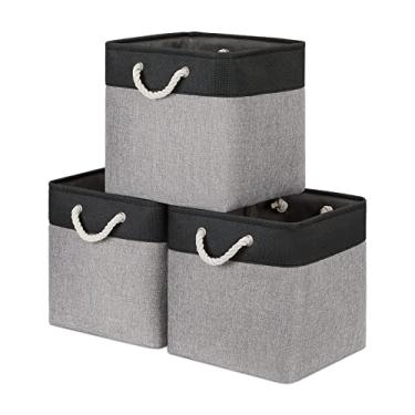 Imagem de Bidtakay Caixas de Armazenamento de Cubo de Tecido para Organizar ​13X13 Grandes Cestas de Armazenamento Caixas de Armazenamento Decorativas para Armazenamento Doméstico Conjunto d (Pacote Com 3 Cubos