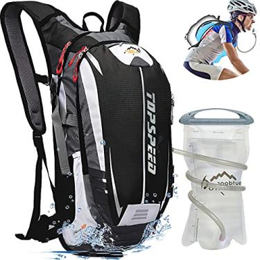 Imagem de Mochila de hidratação, mochila de hidratação leve de 18L com bolsa de água de 2L, mochila para caminhadas, corrida, ciclismo, acampamento, caça para mulheres, homens e crianças (preto)