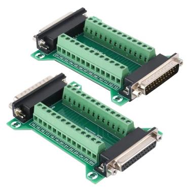 Imagem de ANMBEST 2 peças DB25 conector fêmea macho em uma placa breakout, DB9 sem solda RS232 D-SUB módulo adaptador terminal de porta serial para 9 pinos