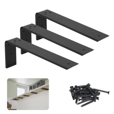 Imagem de LCGP Suportes De Bancada, Pacote Com 3 Suportes De Bancada De Cozinha Em Forma De L Ocultos De Aço Resistente Sólido De 16" Para Projetos De Bancada De Granito, Quartzo, Mármore, Concreto E Laminado