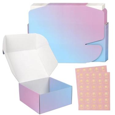 Imagem de DERZIFUN Caixas de Remessa Médias de 8 X 8 X 4", Pacote com 30 Caixas de Embalagem de Papelão Médias, Caixas de Remessa de Correspondência Roxas para Pequenas Empresas