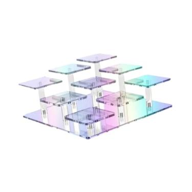 Imagem de Esquirla Suporte de exibição acrílico organizador de perfume rack de exibição resistente 9 camadas riser para medalhas decoração e organizador jóias, Colorida