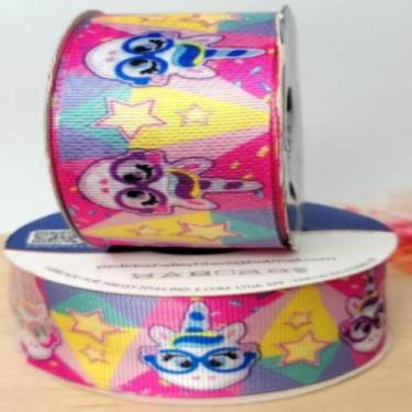 Imagem de Rolo de Fita de Cetim Personagem 10 metros 35mm Pony unicórnio - Art f