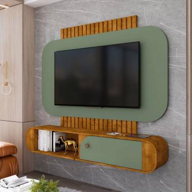 Imagem de Painel para TV Até 55 Polegadas Jurerê 1 Porta Naturallle/Pistache - Móveis Bechara