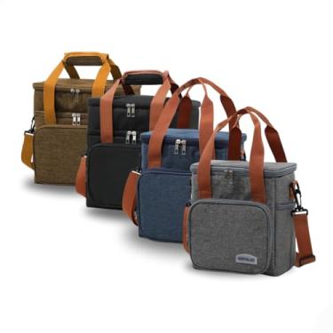 Imagem de Bolsa Térmica Grande Lancheira Marmita Com Alça Para Trabalho Academia Praia Fitness Dois Andares Compartimentos Espaçosa (Cinza)