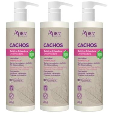 Imagem de Kit 3 Gelatina Apse Apice Ativadora De Cachos Umidificadora Cabelos Cacheados Profissional 500ml