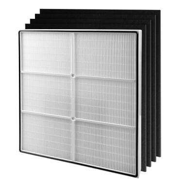 Imagem de Filtro de substituição AP510 e AP450 para Whirlpool Whispure 1183054K 8171434K AP450 AP510 AP51030K AP51030KB AP45030K WP500 WP1000 Purificador de ar, 1 filtro HEPA verdadeiro + 4 filtros de carvão