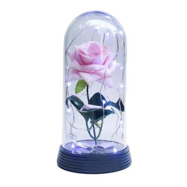 Imagem de Luminária A Rosa Encantada Salmão 20 Cm Base Preta Frio - Amor Lindo