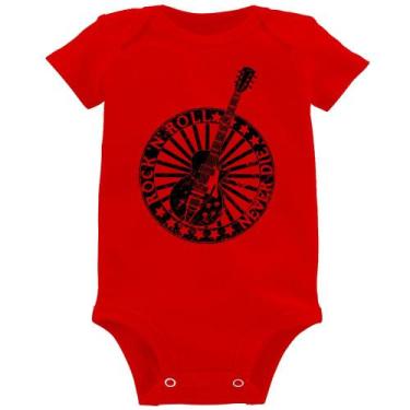 Imagem de Body Bebê Rock n Roll Never Die Guitarra - Foca na Moda, Vermelho, M
