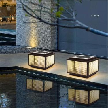 Imagem de Lâmpada de poste solar ao ar livre à prova d 'água para moderno para casa Villa Jardim Pátio Alpendre Encerrando Parede LED Post Lights (H Café D40CM 1PCS)