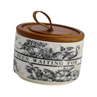 Imagem de IEUDNS Jarra de cerâmica de caixa de chá com tampa de cozinha de armazenamento lacrado recipiente de armazenamento de alimentos para cereal de arroz de, Black 1 Jar