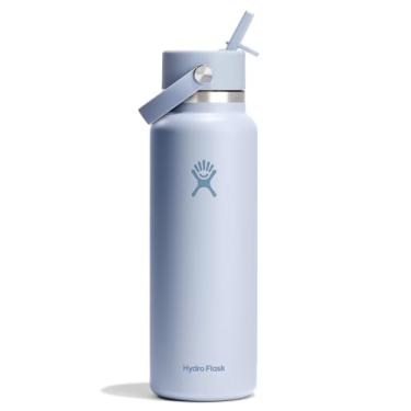 Imagem de Hydro Flask Garrafa com tampa de canudo flexível de 1,134 g - aço inoxidável isolado - tampa larga com palha, não derrama, à prova de vazamento no surfe
