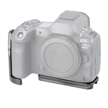 Imagem de FocusFoto Alça lateral em forma de L com placa de base de liberação rápida para câmera sem espelho Canon EOS R5 Mark II, suporte de placa QR compatível com tripé padrão Arca-Swiss (preto)