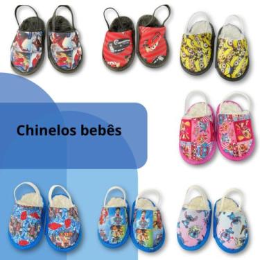 Imagem de Chinelo infantil com  elástico e pelúcia interna para bebes menino e m