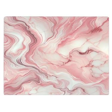 Imagem de Tábua de corte de vidro de cozinha mármore rosa presente decorativo oceano pedra de granito marmorizado presente para sua mãe esposa (rosa 1)