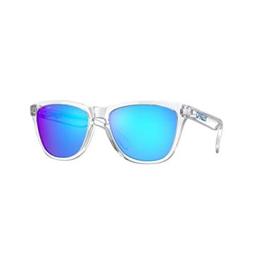 Imagem de Oakley Pacote de óculos de sol OO9013: OO 9013 9013D0 Frogskins Crystal Clear Prizm e kit de acessórios de coleira preta grande, Frogskins Crystal Clear Prizm, 55/17/139