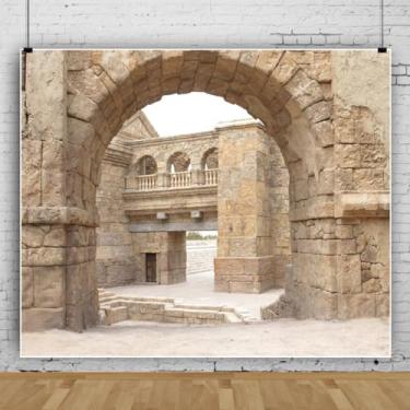 Imagem de Pnylzzyxh Pano de fundo de edifícios de Jerusalém, pano de fundo da cidade antiga de Israel, igreja romana, cenário histórico, para fotografia de retrato temático, 3,7 x 3 m, adereços de estúdio