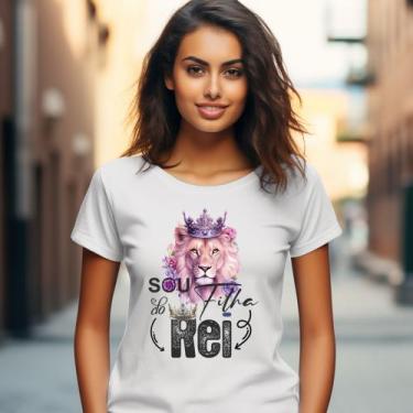 Imagem de Camiseta Feminina T-shirt 100% Algodão Estampas Religiosas Moda Cristã