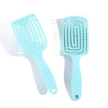 Imagem de Pente de massagem para couro cabeludo oco, escova de cabelo, molhado, seco, cacheado, desembaraçador, escova de cabelo, nylon, ferramentas de estilo de cabelo de salão (verde)