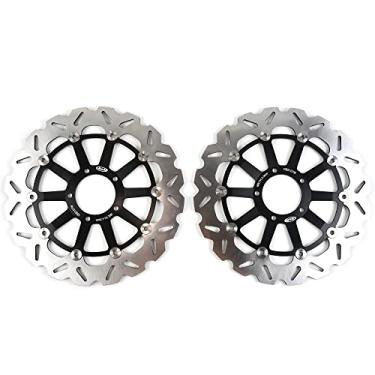 Imagem de 1 par de discos de freio dianteiros flutuantes compatíveis com Ducati HYPERMOTARD 796 2013-2015, 937 SUPERSPORT 2017-2020 S, peças pretas de acessórios de motocicleta
